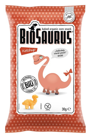 Glutenfri dinosaur-majschips med ketchupsmag bio 30 g - Biosaurus