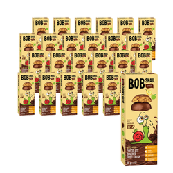 SÆT 24 x Æble- og pæresnack i belgisk mælkechokolade uden tilsat sukker, glutenfri 30 g - Bob Snail