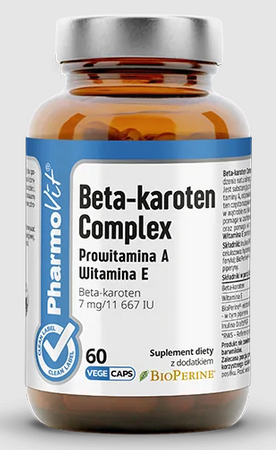 Beta-caroten Complex glutenfrit kosttilskud 60 kapsler - Pharmovit (Clean Label)
