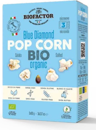Mikrobølgeovn blå salt popcorn glutenfri BIO 3 x 90g - Biofactor