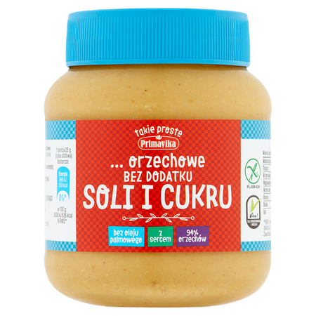 Ristet jordnøddecreme UDEN tilsat salt og sukker - glutenfri 350 g - PRIMAVIKA
