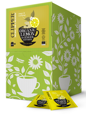 Te med ingefær og citron bio (250 x 2,5 g) 625 g - Clipper