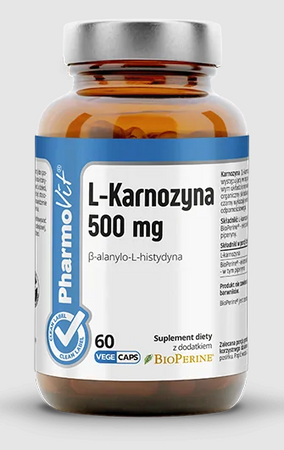 L-carnosin kosttilskud (500 mg) glutenfri 60 kapsler - Pharmovit (Clean Label)