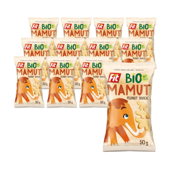 SÆT 12 x Glutenfri majschips med jordnøddesmag BIO 50 g Bio Mamut
