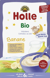 Fuldkornsmælkegrød med banan uden tilsat sukker fra 6 måneder bio 250 g - Holle