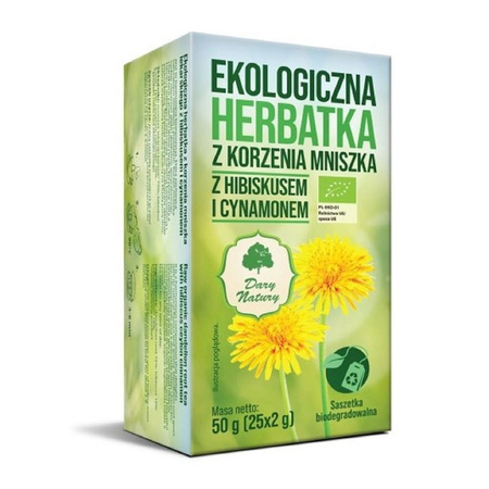 Mælkebøtterodste med hibiscus og kanel ØKO (25 x 2 g) 50 g – Dary Natury