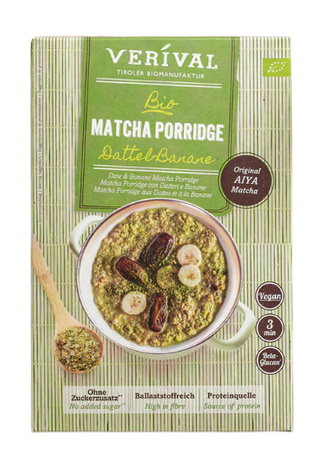 Fiberhavregryn med dadler, banan og matcha uden tilsat sukker bio 350 g - VERIVAL