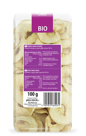Tørrede æbleringe bio 100 g