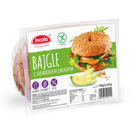 Glutenfri bagels med hørfrø (2 x 95 g) 190 g - INCOLA