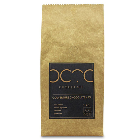 Glutenfri 65% mørk overtrækschokolade BIO 1 kg (Kakao)