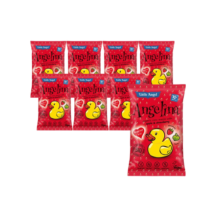 KIT 8 x Angelina majschips jordbær og æble, fra 10 måneder, glutenfri bio 30 g