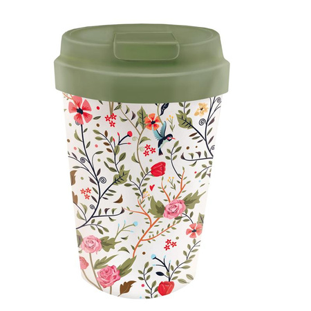 Rejsekrus i plast med blomster og fugle 350 ml - chic-mic-mic