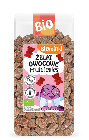 Frugtgelé uden tilsat sukker æble - jordbær, glutenfri BIO 400 g - BIO minki