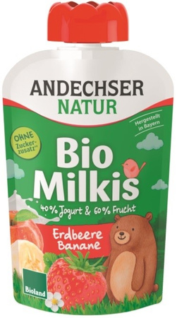 Jordbær-banan yoghurt dessert BIO 100 g