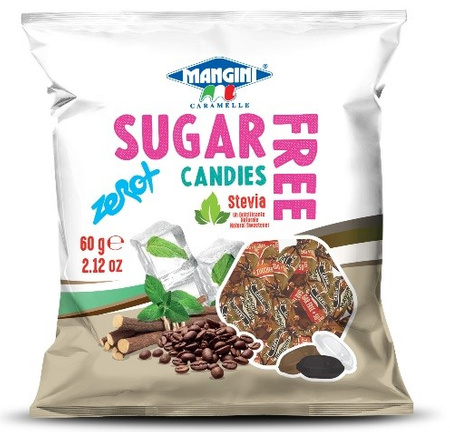 Bolsjer med kaffesmag og stevia, sukkerfri 60 g