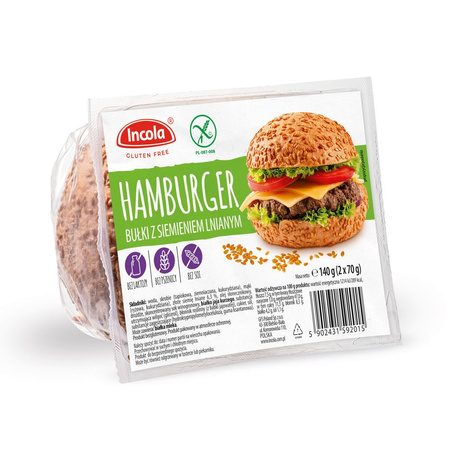 KIT 12 x Glutenfri hamburgerboller med hørfrø (2 x 70 g) 140 g - Incola