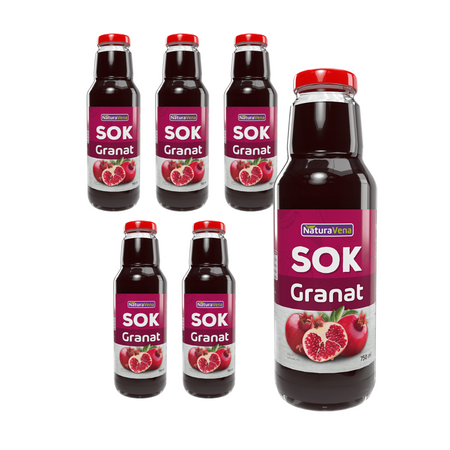 KIT 6 x granatæblejuice 100% naturlig 750 ml