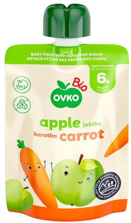 Æble- og gulerodspuré efter 6 måneder BIO 90 g