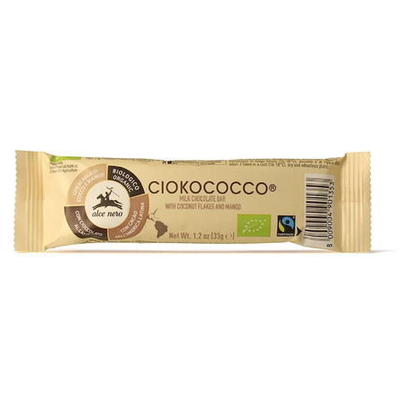 Bar med kokos- og mangofyld og fairtrade-mælkechokoladeovertræk 33 g - ALCE NERO