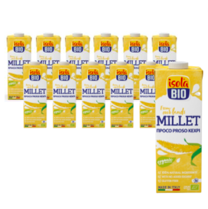 Sæt med 12 x glutenfri hirse-drik bio 1 l