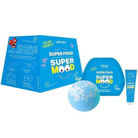 Cafe Mimi zestaw podarunkowy GUARANA BOOM, Żel pod prysznic 100 ml + Odzywczy krem do rąk 30ml + Kula do kapieli 120g