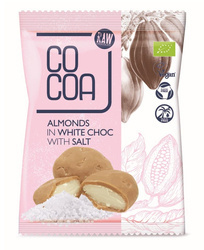 Hvide overtrukne mandler med salt bio 70 g - Kakao