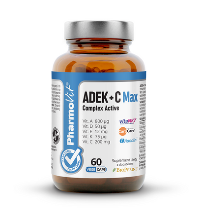 ADEK vitaminer + C-vitamin kompleks kosttilskud 60 kapsler 21,2 g (clean label) - Pharmovit