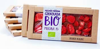 Mælkechokolade med jordbær bio 53 g