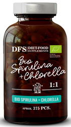 Chlorella + spirulina bio kosttilskud 375 tabletter - DIET-FOOD