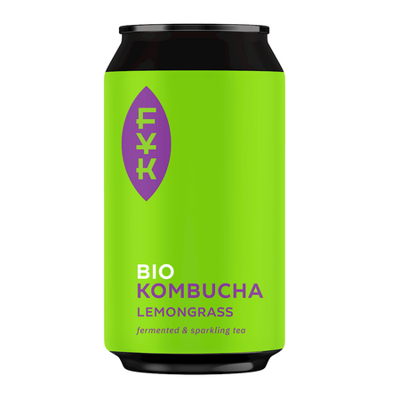 Kombucha sort te med citrongræs glutenfri bio 330ml - Forever Young Kombucha