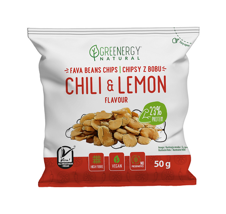 Bønnechips med smag af 'chili og citron' greenergy, 60 g