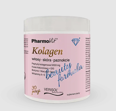 Kollagen med fersken- og banansmag Beauty Formula kosttilskud 174 g - Pharmovit