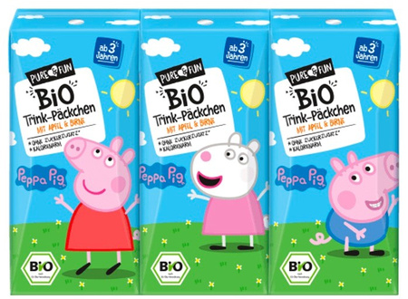 Æble- og pæredrik BIO 3 x 200 ml Peppa Pig - PURE&FUN