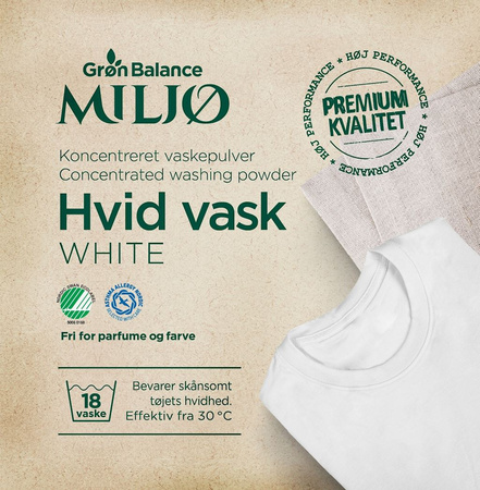 Vaskepulver til hvidt tøj (koncentrat) 785 g - Gron Balance