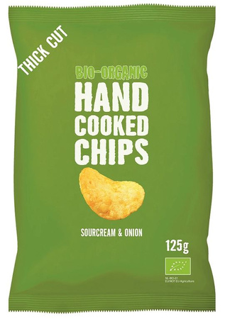 Tyndtskårne chips med fløde- og løgsmag BIO 125 g
