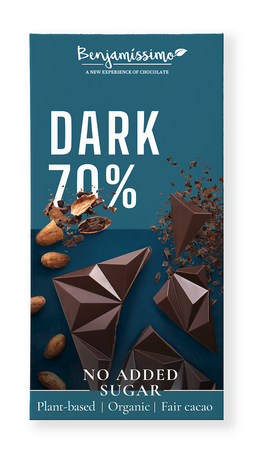 70 % glutenfri bitter chokolade uden tilsat sukker bio 60 g - BENJAMISSIMO