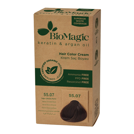 Hårfarve mørk chokoladebrun (55.07) 250 g - Biomagic