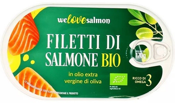 Laksefilet i ekstra jomfruolie BIO 170g/100g