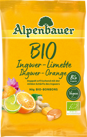 Vegansk slik med fyld af ingefær-lime og ingefær-orange BIO 90 g