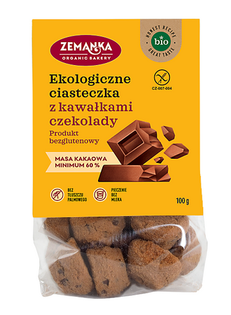 Glutenfri kiks med chokoladestykker BIO 100 g