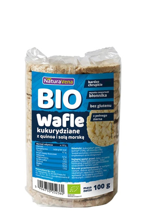 SÆT 12 x Fuldkornsmajsvafler med quinoa og havsalt BIO 100 g - Naturavena