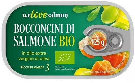 Laksestykker i ekstra jomfruolivenolie BIO 125g