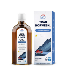 Norsk omega-3 torskelevertran (1000 mg) kosttilskud med citronsmag 250 ml - OSAVI