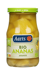 Ananasstykker i lys sirup bio 350 g (190 g) (glas) - aarts