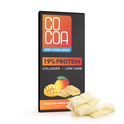Mangoprotein hvid chokolade med kollagen uden tilsat sukker 65 g - COCOA