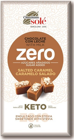 SÆT 10 x Mælkechokolade uden tilsat sukker saltet karamel med stevia KETO 100 g