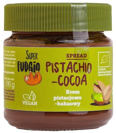 Glutenfri pistacie og kakaocreme bio 190 g - Super Fudgio