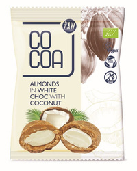 Mandler i hvid kokosglasur bio 70 g - Kakao