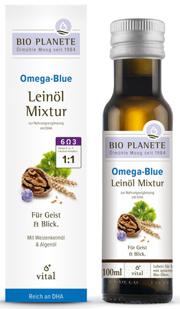 Omega blue - blanding af hørfrøolie (valnødder, marine alger) bio 100 ml - BIO PLANETE