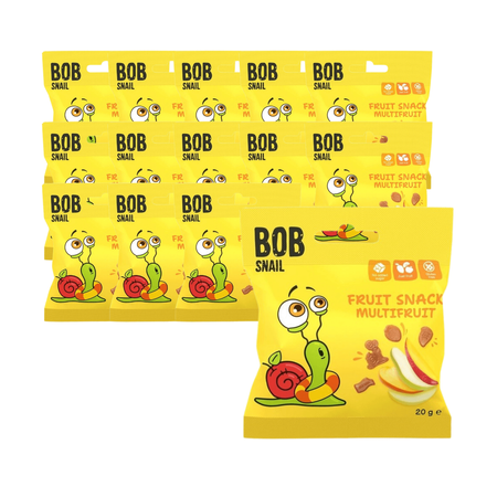 SÆT 14 x Multi-frugt snack 20g - Bob Snail